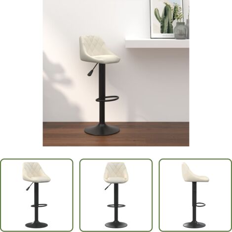 vidaXL Asiento giratorio -  Taburete de cocina de terciopelo crema
