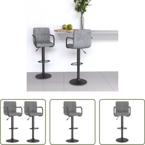vidaXL Asientos giratorios -  Taburetes de cocina 2 unidades terciopelo gris claro