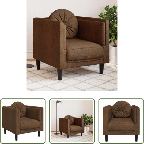 vidaXL Assise confortable -  Fauteuil avec coussin marron similicuir daim