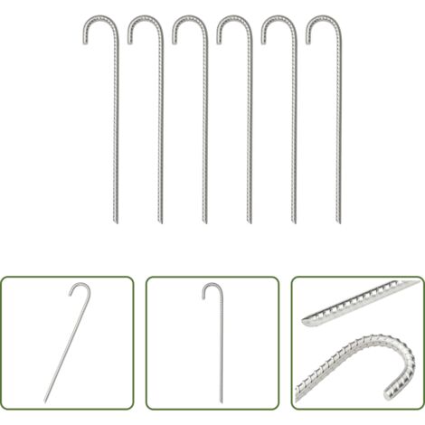 vidaXL Attrezzature da esterno -  Picchetti per Tenda 6 pz 37 cm Ø10 mm in Acciaio Zincato
