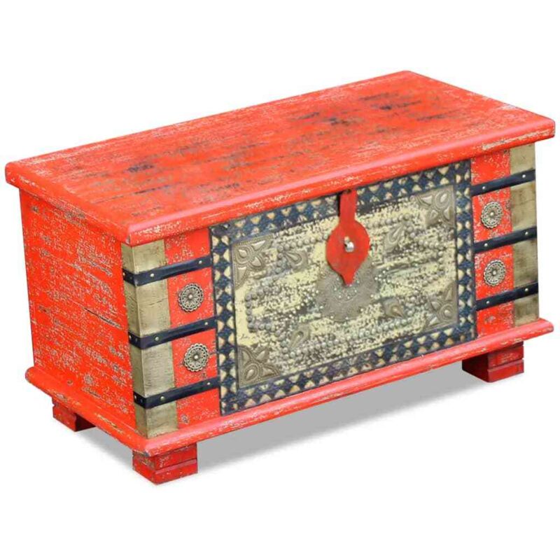Aufbewahrungstruhe Rot Mangoholz 80x40x45 Cm Vidaxl