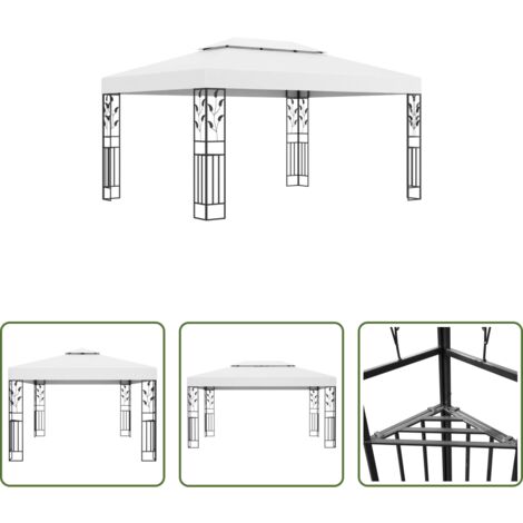 vidaXL Außenbereich -  Pavillon mit Doppeldach 3x4 m Weiß