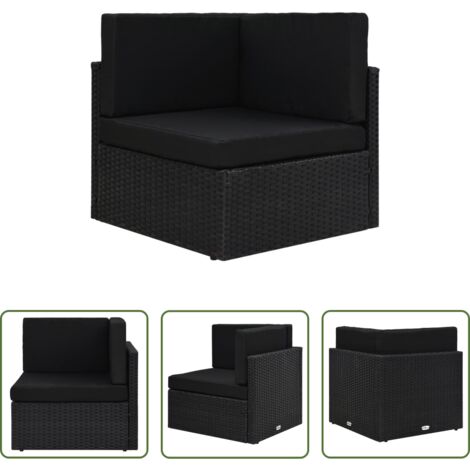 vidaXL Außensofa -  Modulares Sofa-Eckteil Poly Rattan Schwarz