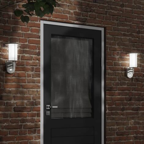vidaXL Außenwandlampe mit Bewegungssensor Edelstahl silber