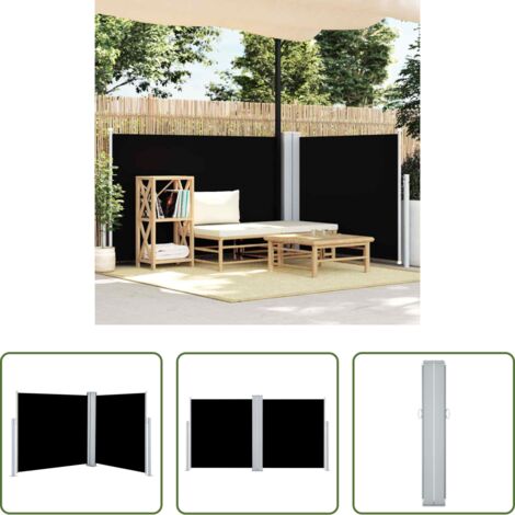 vidaXL Ausziehbarer Sichtschutz -  Ausziehbare Seitenmarkise Schwarz 100 x 600 cm