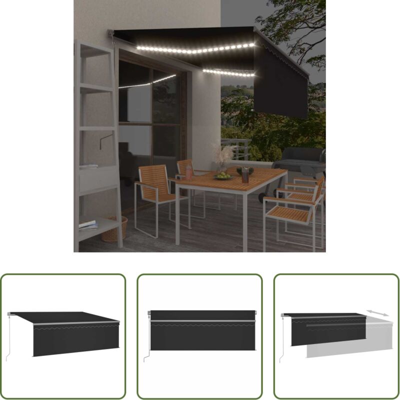 Auvent rétractable - Auvent automatique store capteur de vent LED 4,5x3 m Anthracite Auvent rétractable - Auvent automatique store capteur de vent LED 4,5x3 m Anthracite