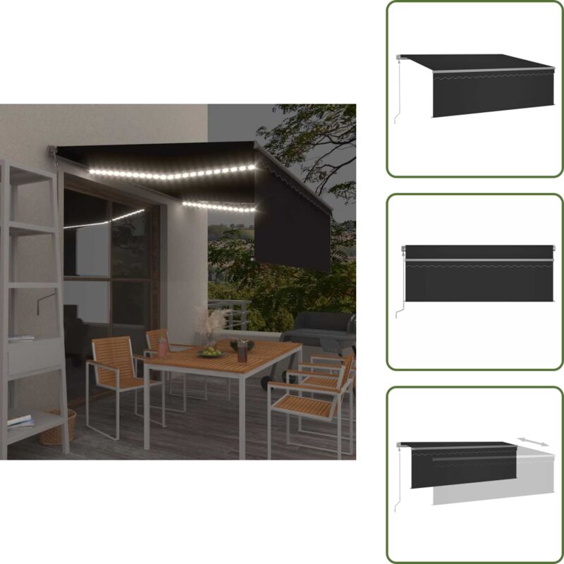Protection UV - vidaXL Auvent automatique store capteur de vent LED 4,5x3 m Anthracite - Éclairage LED