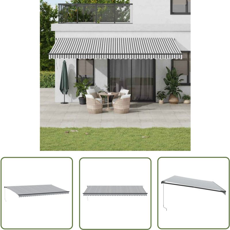 The Living Store - vidaXL Auvent manuel rétractable anthracite et blanc 600x300 cm