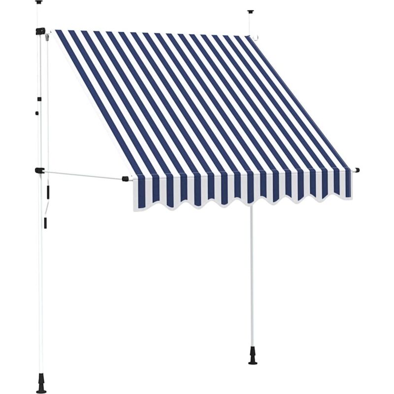 Auvent rétractable manuel 200 cm Rayures bleues et blanches
