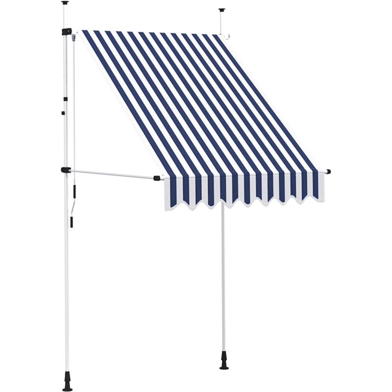 Auvent rétractable manuel 150 cm Rayures bleues et blanches Vidaxl