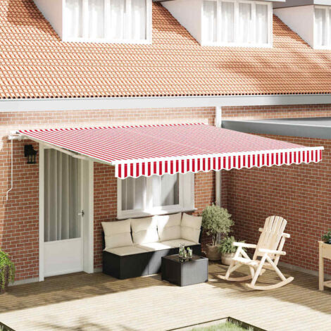 vidaXL Auvent Rétractable Rouge et blanc 400 × 300 cm Polyester
