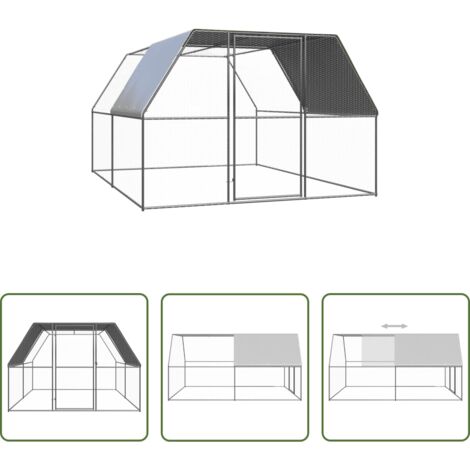 vidaXL Aviario -  Jaula gallinero de exterior de acero galvanizado 3x4x2 m