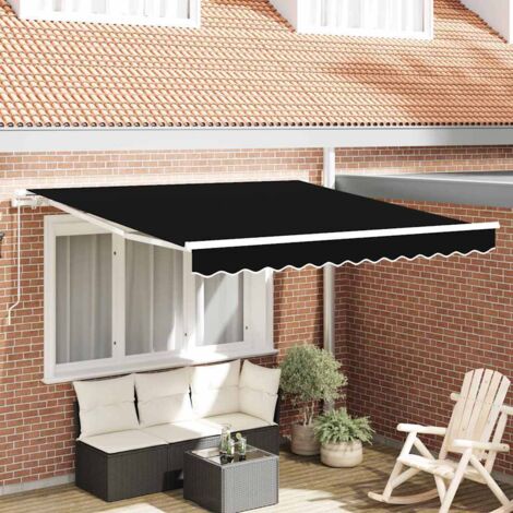 vidaXL Awning Retractable Black 3 x 2.5 m Polyester and metal