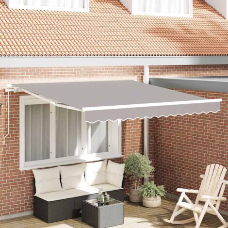 vidaXL Awning Retractable Light grey 3 x 2.5 m Polyester and metal