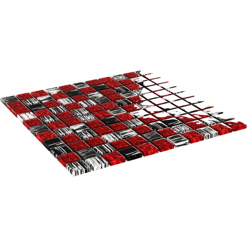 

vidaXL Azulejos de mosaico 22 unidades vidrio negro y rojo 30x30 cm - Multicolor