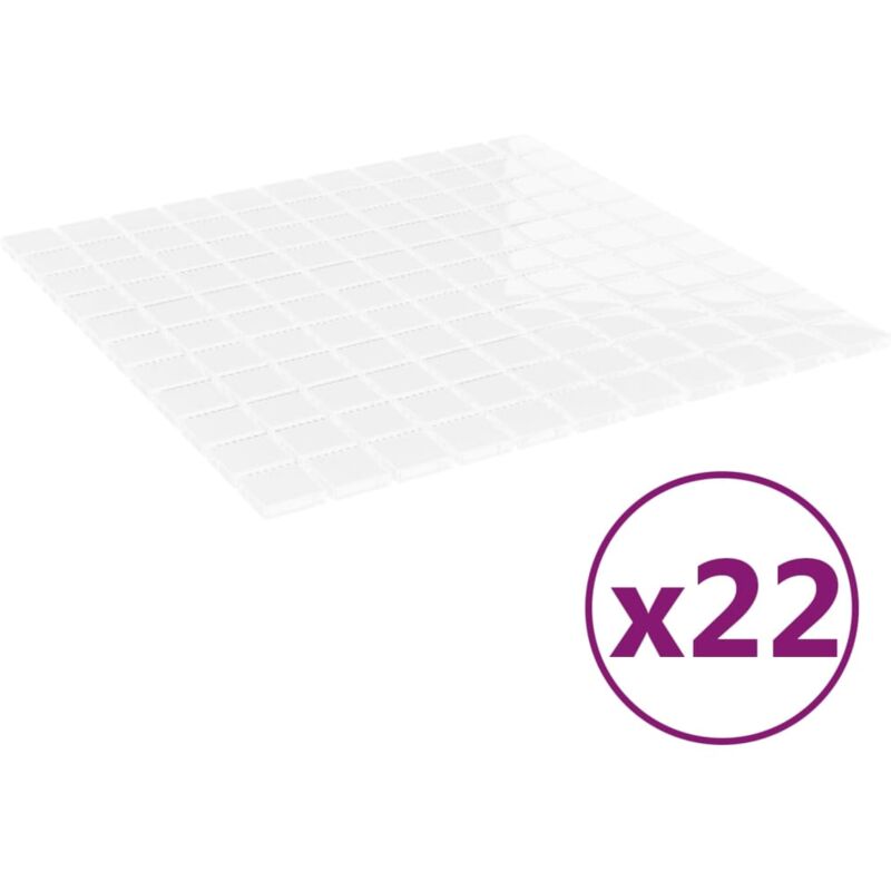 

vidaXL Azulejos de mosaico 22 unidades vidrio blanco 30x30 cm - Blanco