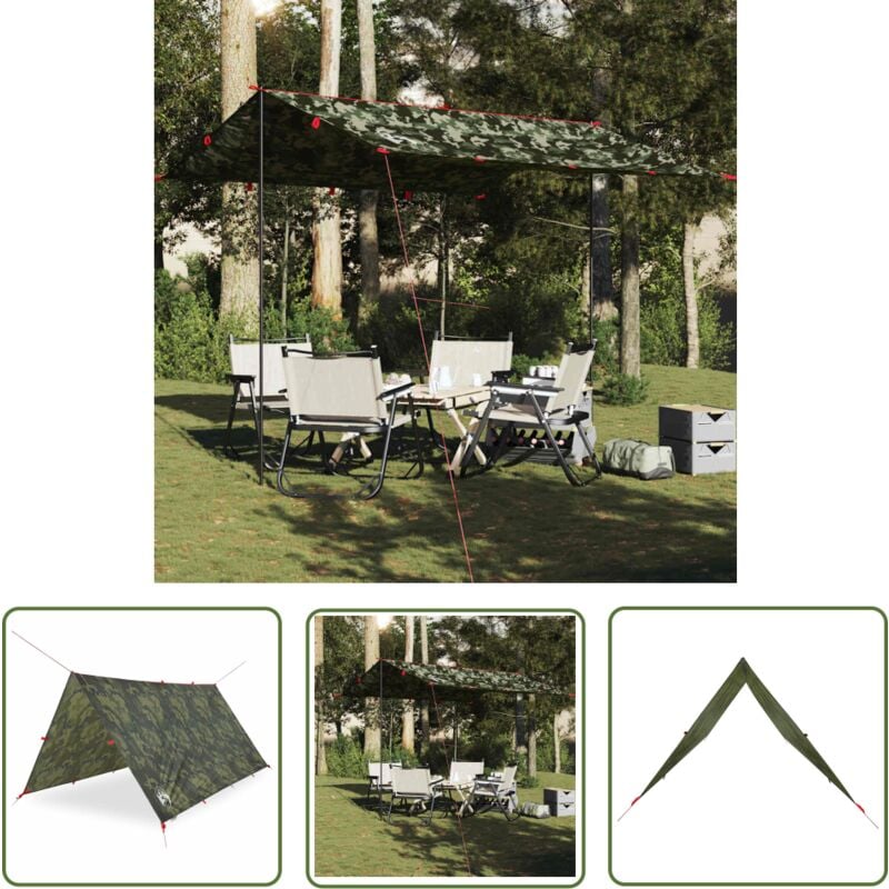 The Living Store - vidaXL Bâche de camping camouflage 306x306 cm imperméable
