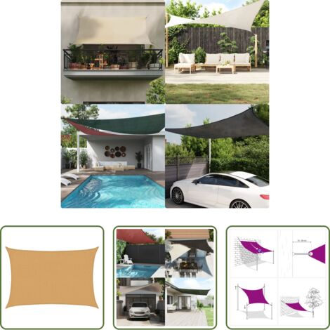 vidaXL Bâche solaire -  Voile d'ombrage 160 g/m² rectangulaire sable 2x3 m PEHD