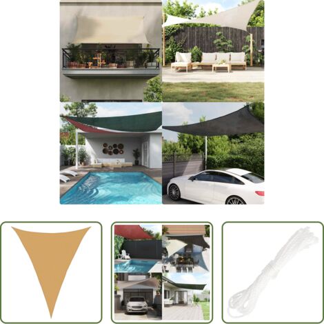 vidaXL Bâche solaire -  Voile d'ombrage 160 g/m² triangulaire sable 5x6x6 m PEHD