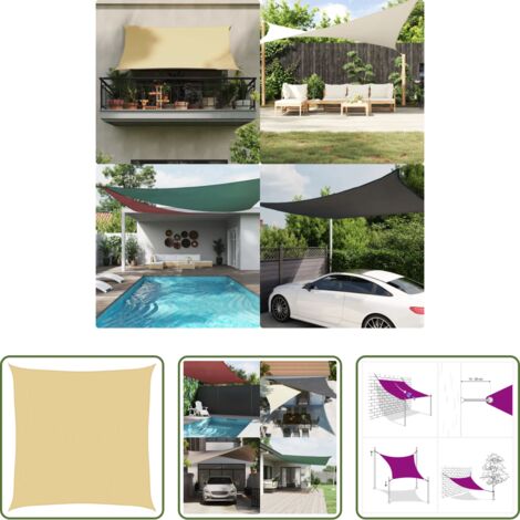 vidaXL Bâche solaire -  Voile d'ombrage sable 2x2 m 100 % polyester oxford