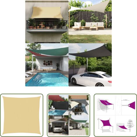 vidaXL Bâche solaire -  Voile d'ombrage sable 4x4 m 100 % polyester oxford