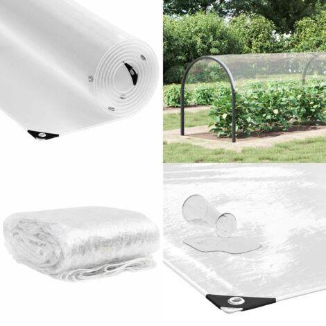 vidaXL Bâche transparente avec œillets 2x12 m PVC
