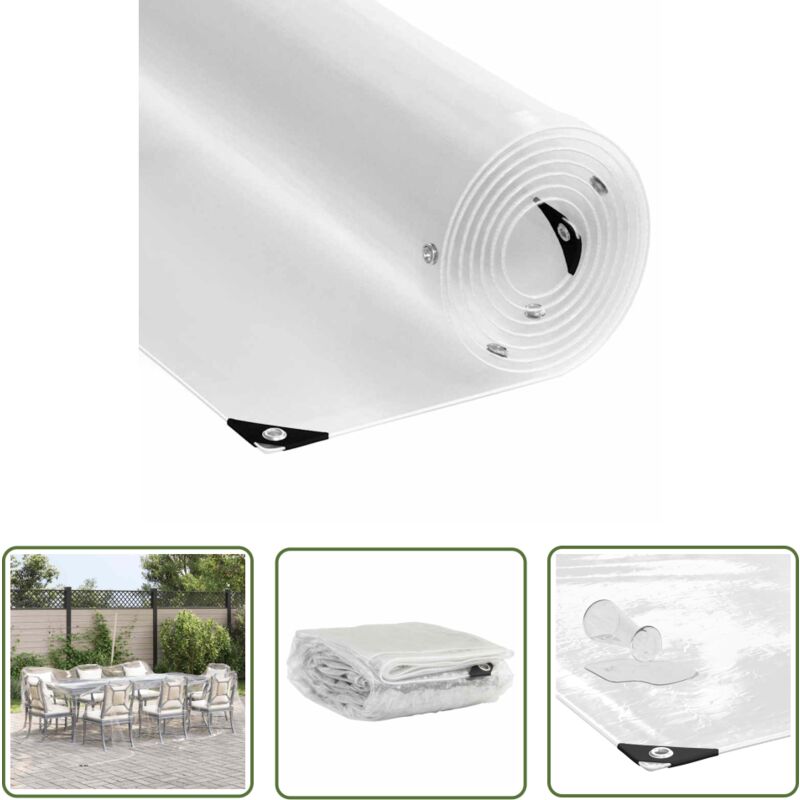 The Living Store - vidaXL Bâche transparente avec œillets 4x4 m pvc