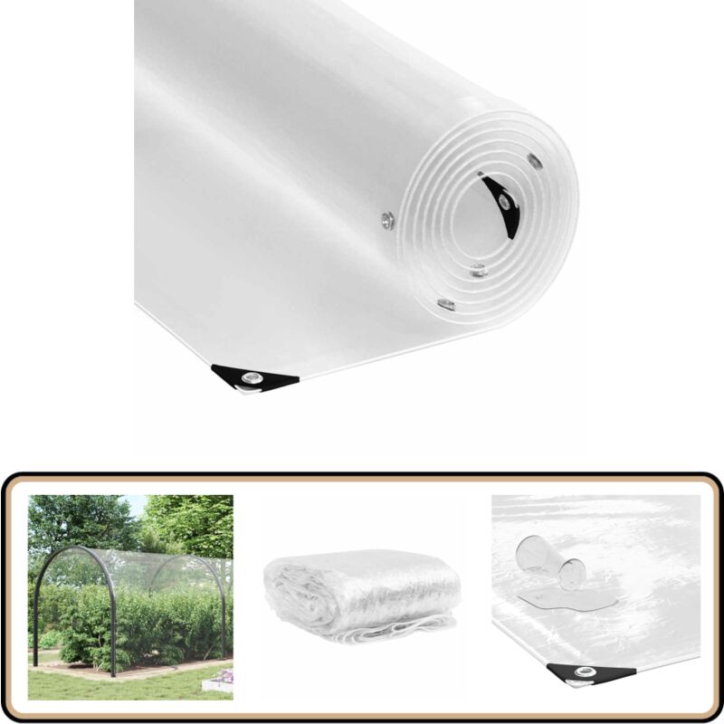 Vidaxl - Bâche transparente avec œillets 5x12 m pvc