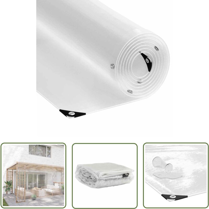 The Living Store - vidaXL Bâche transparente avec œillets 5x8 m pvc