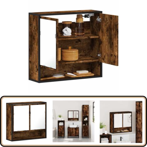 vidaXL Bad-Spiegelschrank Räuchereiche 65x20x60 cm Holzwerkstoff