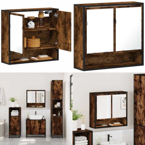 vidaXL Bad-Spiegelschrank Räuchereiche 65x20x60 cm Holzwerkstoff