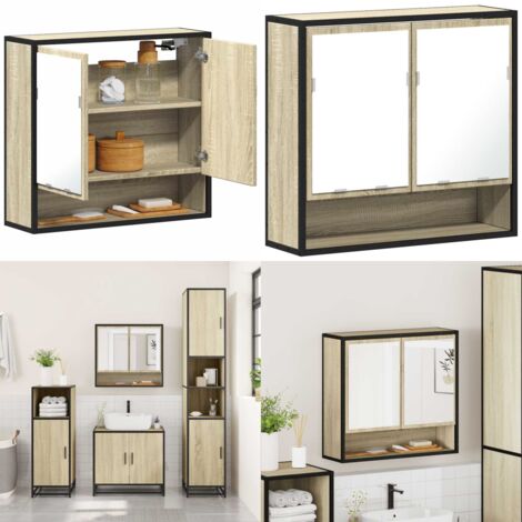 vidaXL Bad-Spiegelschrank Sonoma-Eiche 65x20x60 cm Holzwerkstoff
