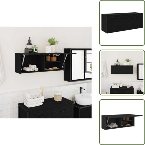 vidaXL Bad-Wandschrank Schwarz 80x25x30 cm Holzwerkstoff