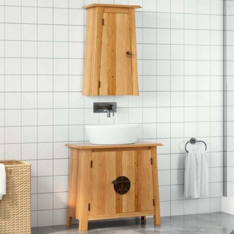 vidaXL Badezimmermöbelset 2 Teile Massivholz Kiefer