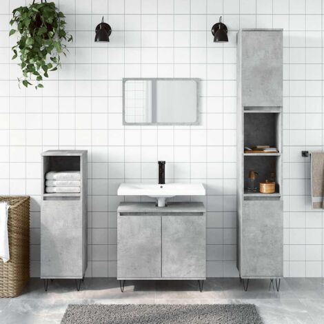 vidaXL Badezimmerregal Grau Beton 58x33x60 cm Ingenieurholz