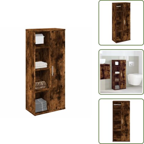 vidaXL Badezimmerschrank mit Rollenhalter Räuchereiche 39x22x90 cm