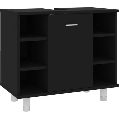vidaXL Badezimmerschrank Schwarz 60x32x53,5 cm Holzwerkstoff