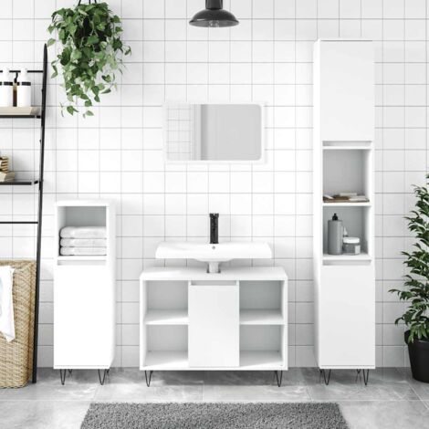 vidaXL Badezimmerunterschrank weiß 80x33x60 cm aus Spanplatte