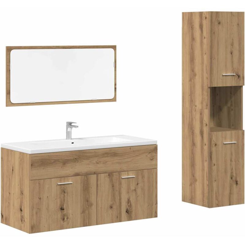 3-tlg. Badmöbel-set Artisan-eiche Holzwerkstoff - Vidaxl