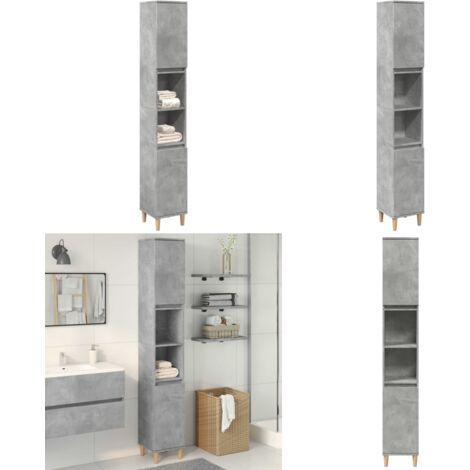 vidaXL Badschrank Betongrau 30x30x190 cm Holzwerkstoff
