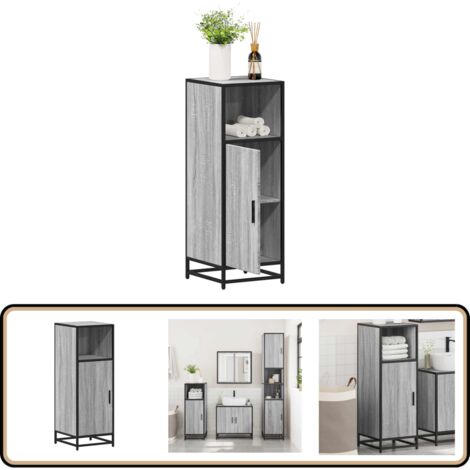 vidaXL Badschrank Grau Sonoma 35x37,5x100 cm Holzwerkstoff