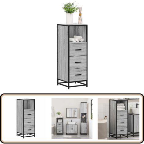 vidaXL Badschrank Grau Sonoma 35x37,5x100 cm Holzwerkstoff