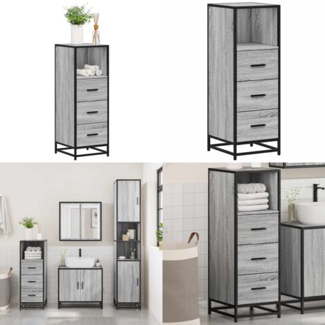 vidaXL Badschrank Grau Sonoma 35x37,5x100 cm Holzwerkstoff