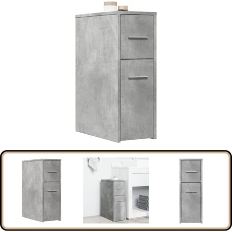 vidaXL Badschrank Schmal mit Rollen Betongrau Holzwerkstoff
