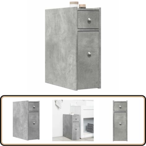 vidaXL Badschrank Schmal mit Rollen Betongrau Holzwerkstoff