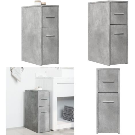 vidaXL Badschrank Schmal mit Rollen Betongrau Holzwerkstoff