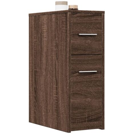 vidaXL Badschrank Schmal mit Rollen Eichen-Optik Holzwerkstoff