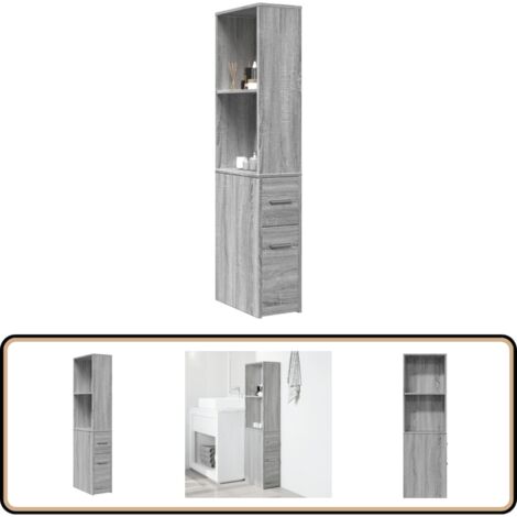 vidaXL Badschrank Schmal mit Rollen Grau Sonoma Holzwerkstoff