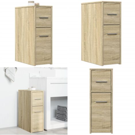 vidaXL Badschrank Schmal mit Rollen Sonoma-Eiche Holzwerkstoff