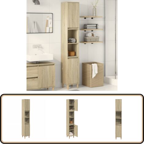 vidaXL Badschrank Sonoma-Eiche 30x30x190 cm Holzwerkstoff